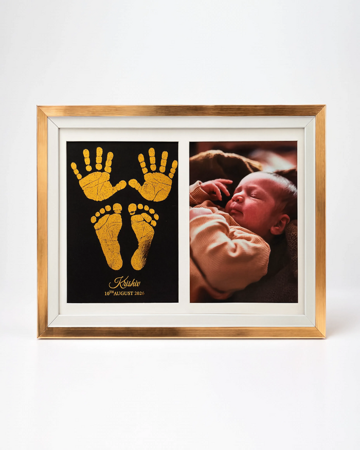 Foiled Baby Hand And Foot Artwork With Photo (2 Hand + 2 Foot) – A3 & A4 Frame