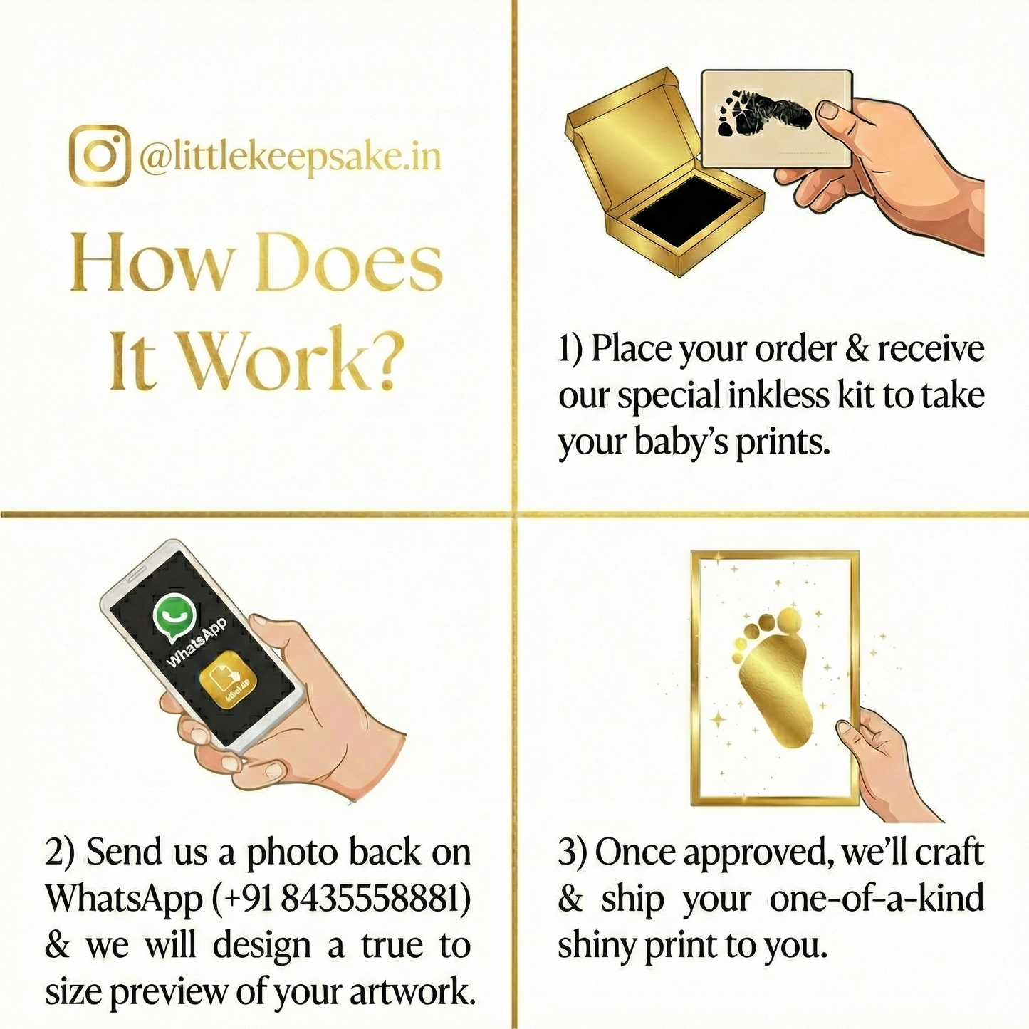 Step-by-step guide on how it works baby's inkless print kit